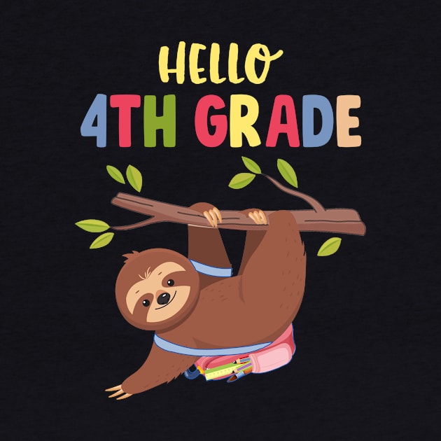 Funny Hello 4th Grade Gift Back To School Sloth by Elliottda